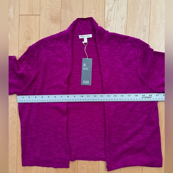 🆕Eileen Fisher Organic Linen/Cotton Open Front Straight Cropped Cardigan size M - Picture 9 of 9